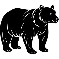 bear black silhouette vector, Simple silhouette Design vector icon with white background. Wild Animal Vector.	