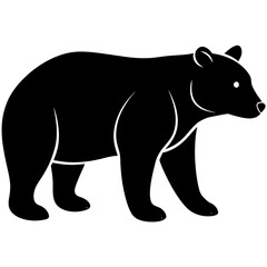 bear black silhouette vector, Simple silhouette Design vector icon with white background. Wild Animal Vector.	
