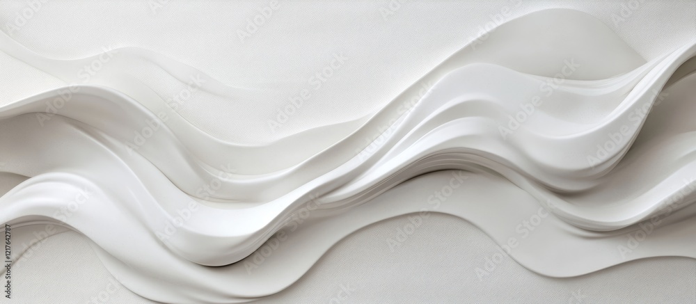 Fototapete White abstract wave texture background with smooth flowing lines and copy space. Elegant minimalistic design for modern digital applications.