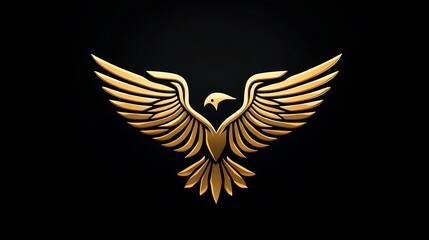 Obraz premium Radiant golden eagle painting with luminous wings on deep background