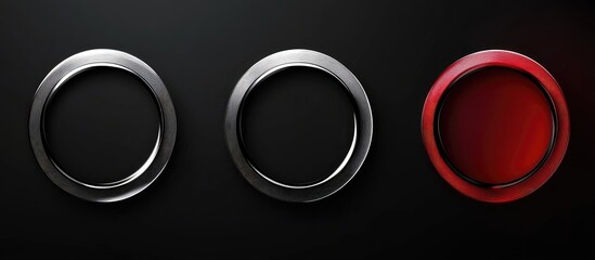 Modern Line Art Icon Set in Black Silver and Red with Empty Copyspace for Creative Text and Design Applications
