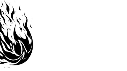 Abstract Black Flame Design on White Background