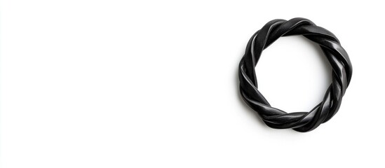 Naklejka premium Black Striped Bracelet on White Background Featuring Empty Space for Custom Text and Design Elements