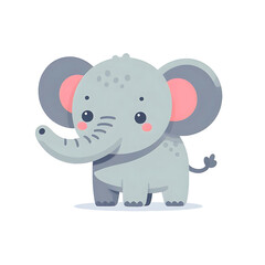 Fototapeta premium Adorable Elephant Art: Cute Cartoon Wildlife for Children's Nursery Decor