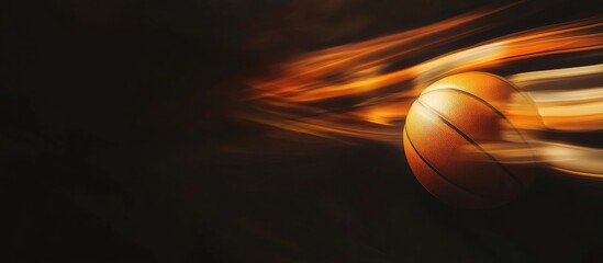 Dynamic Basketball Motion Blur on Dark Background with Space for Text Overlay