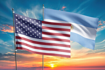 The flags of the United States and argentina are symbols of international relations