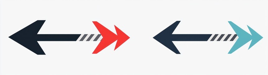 Simple geometric arrow icons in four colors, flat design on white.