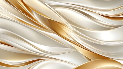 Abstract Gold and White Swirling Wave Design