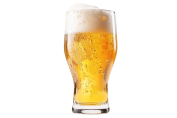 Glass of beer isolated on transparent background PNG.

