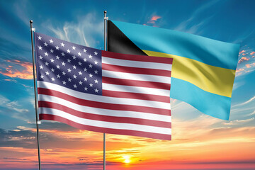 The flags of the United States and bahamas are symbols of international relations