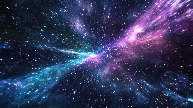 Vibrant cosmic landscape showcasing deep space with colorful stars and nebulae, perfect for illustrating astrophysics and astronomy themes.