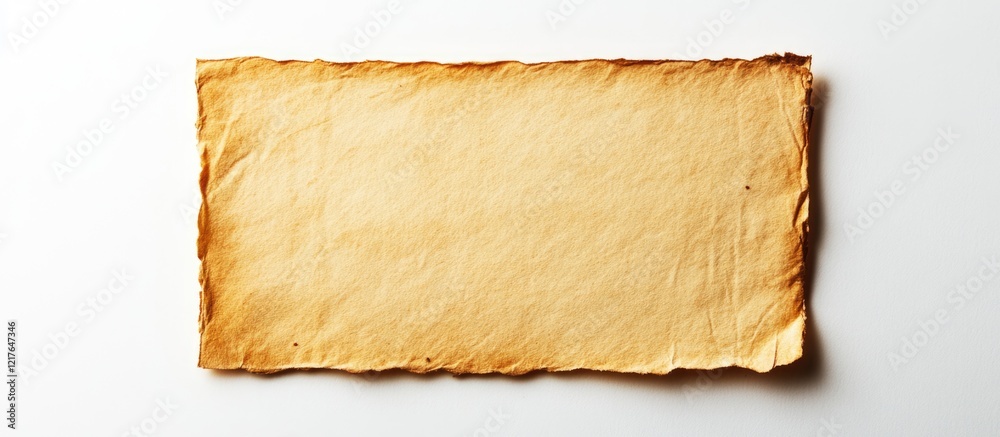 Poster Vintage Blank Card Isolated on White Background for Text or Design with Copyspace and Natural Edges for Unique Presentations