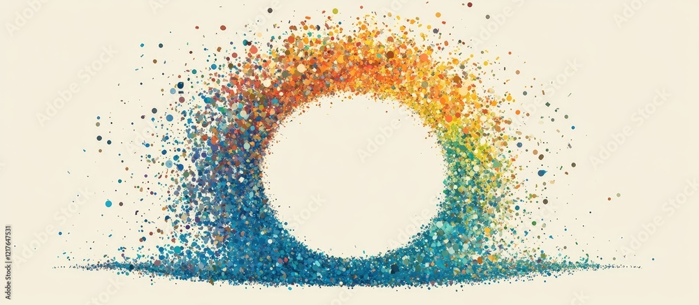Poster Colorful digital earth icon created with vibrant dots and zeros on a neutral background with ample space for your customizable text and design