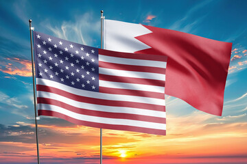 The flags of the United States and bahrain- are symbols of international relations