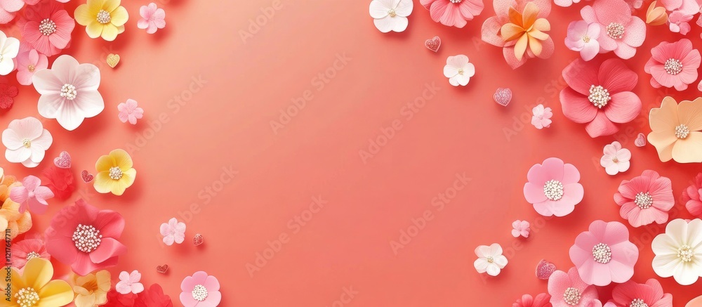 Poster Floral Romance Background for Valentine s Day with Soft Colors and Empty Space for Custom Text