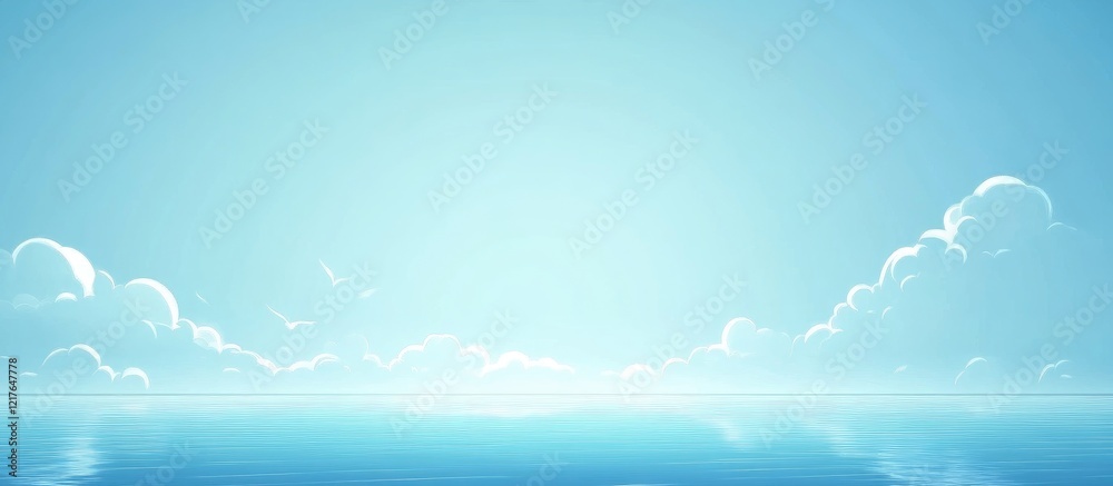 Aufkleber Vast azure ocean and sky horizon with serene atmosphere and ample blank space for custom text or branding elements