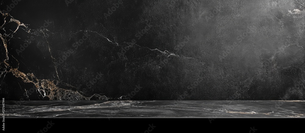 Poster Elegant Black Studio Background Featuring Aged Concrete Wall Ideal for Text Placement and Design Projects with Ample Copyspace