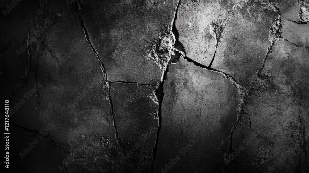 Wall mural cracked dark concrete wall texture with deep lines and abstract patterns copy space