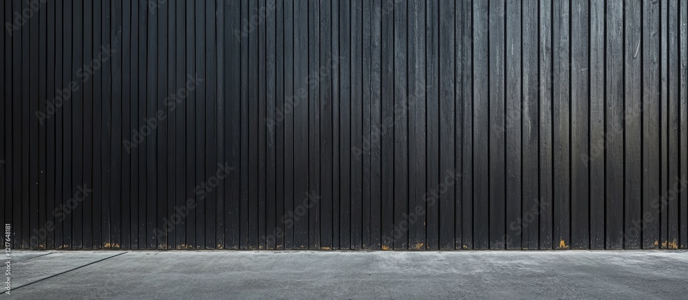 Aufkleber Black Wooden Wall Texture with Minimalist Empty Space for Text Display in a Contemporary Setting