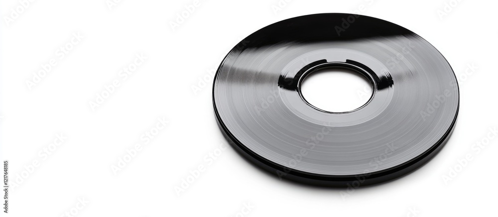 Poster Blank compact disc on white background empty space for text showcasing modern technology and data storage options in a minimalist style