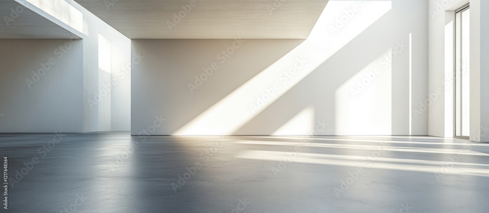 Aufkleber Spacious modern interior with ample natural light creating a serene atmosphere and open space for creative text placement