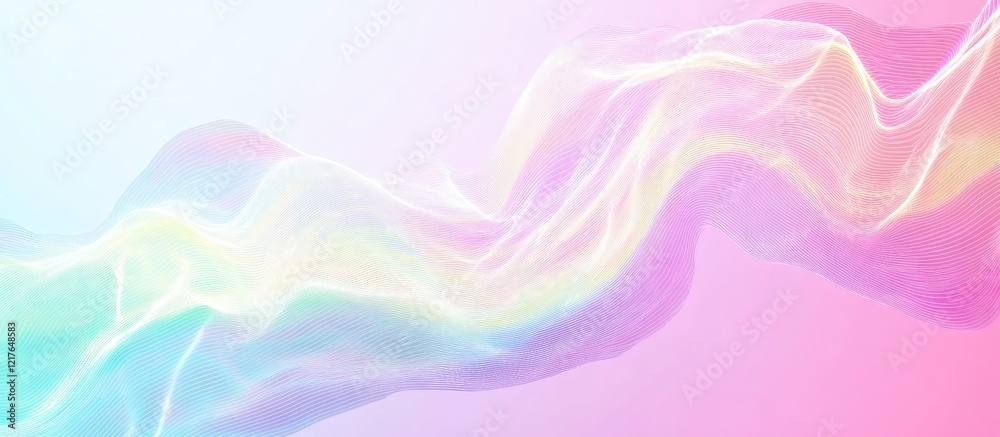 Poster Colorful 1990s pastel rainbow wave background with soft motion and ample space for text or graphic overlay design elements