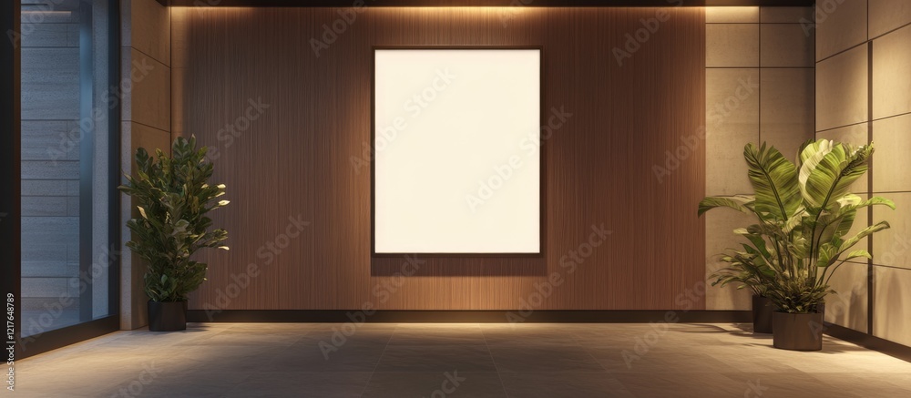 Poster Stylish Lobby with Blank Billboard Ideal for Advertisement and Marketing with Ample Copyspace for Custom Text and Branding Opportunities