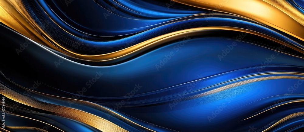 Poster blue gold and black abstract swirl marble background ideal for promotional material and text integra