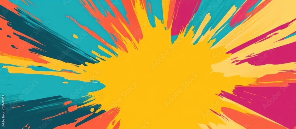 Aufkleber Vibrant Colorful Burst Abstract Background with Blank Space for Text or Graphics