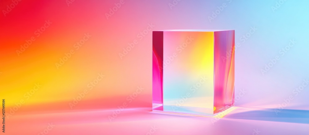 Aufkleber Bright Colorful Gradient Abstract Background with Optical Glass Prism Effect and Blank Space for Text Display