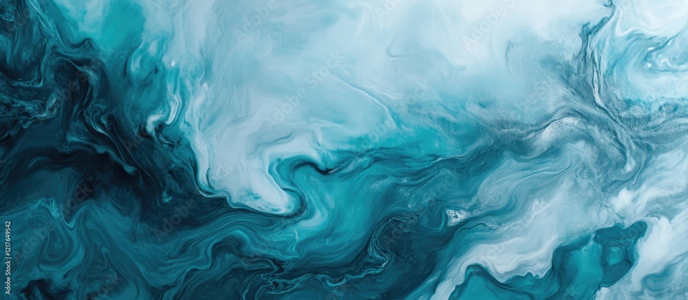 Aufkleber Turquoise and Gray Abstract Water Texture Background with Smooth Swirls and Copyspace for Creative Text Composition