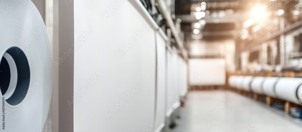 Aufkleber Blank Canvas Rolls in Printing Factory Ideal for Marketing with Empty Copyspace for Custom Text and Creative Designs