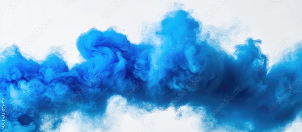 Aufkleber Vibrant blue mist swirling in the air creating a serene atmosphere with ample space for custom text or branding elements