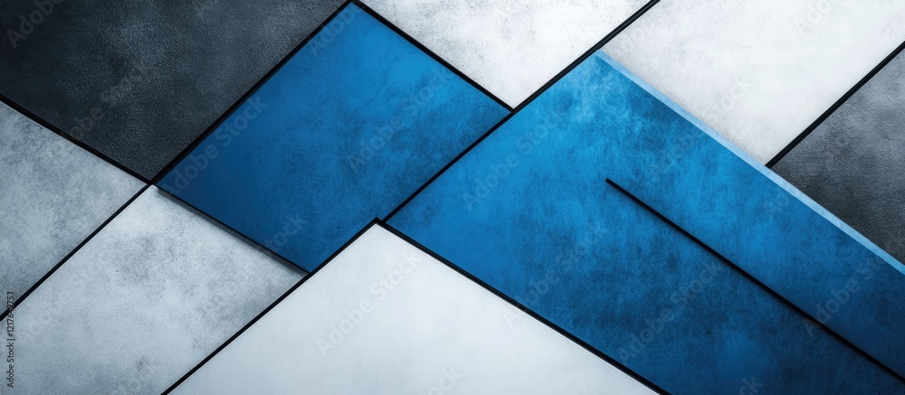 Poster Abstract geometric background with blue and white shapes and black lines suitable for text placement and modern design projects