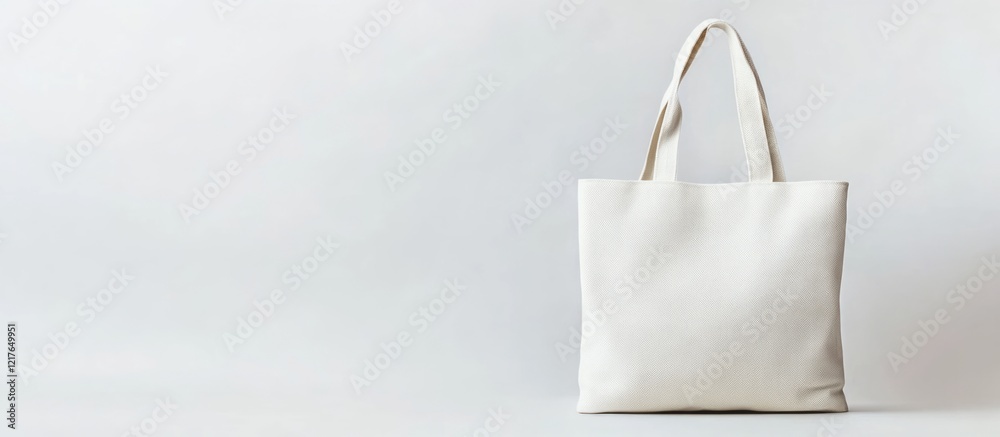 Poster Cream Canvas Tote Bag on White Background with Empty Space for Custom Text and Branding Opportunities