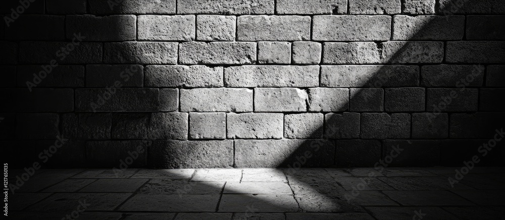Poster dark grunge brick wall background with shadows and empty space for text ideal for artistic or promot