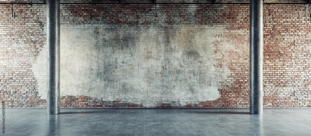 Poster industrial brick wall texture with blank space for text in urban architecture design