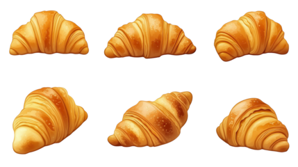 Collection of Croissants Isolated on Transparent Background