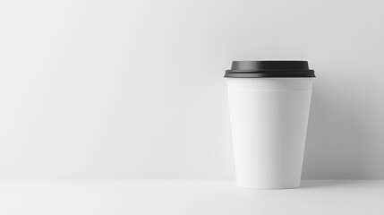 Blank coffee cup with customizable sleeve on a clean white background creating versatile design possibilities