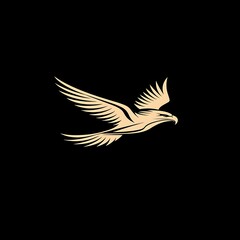 Obraz premium Shining eagle painting with polished metallic wings on a dark canvas