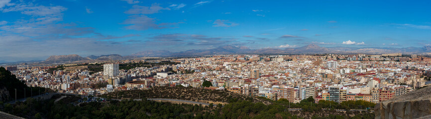 aerial view of Alicante, Spain at sunset 