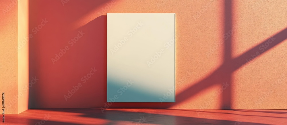 Poster Vertical Rectangle Poster Mockup on Wall with Copy Space for Custom Text in Modern Minimalist Interior Design Setting