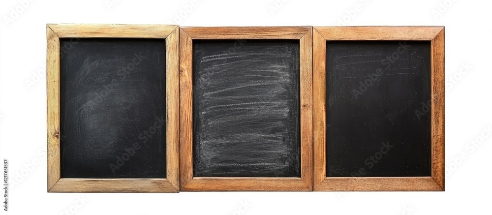 Aufkleber Framed blackboards arranged in a row on white background with ample empty space for customizable text or message insertion