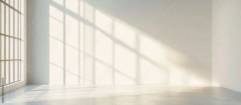 Poster Bright minimalist commercial space with natural light and ample empty copy space for creative text and design elements