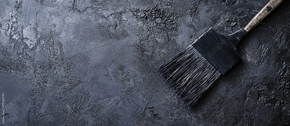 Poster Black Table Brush on Gray Concrete Background with Ample Copyspace for Text and Creative Design Elements
