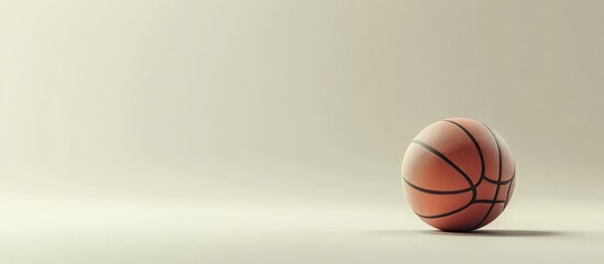 Fototapeta premium Dynamic Basketball Game Action Shot Featuring a Basketball in Mid Air with Ample Empty Copyspace for Text and Design Elements