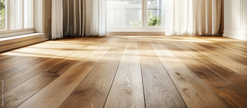 Poster bright spacious room featuring sepia-toned wood flooring with ample empty space for text and natural
