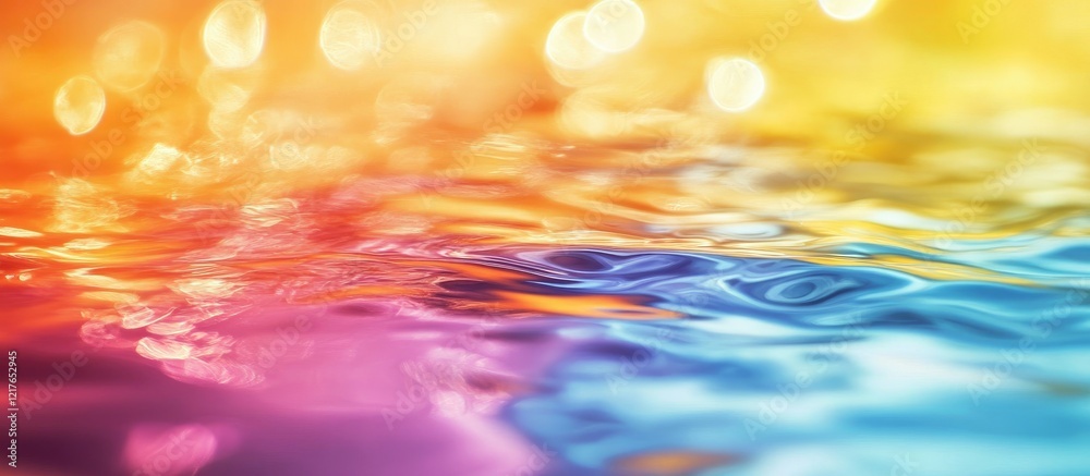 Aufkleber Vibrant abstract water surface with colorful reflections and gentle waves creating an ideal backdrop for text or design elements