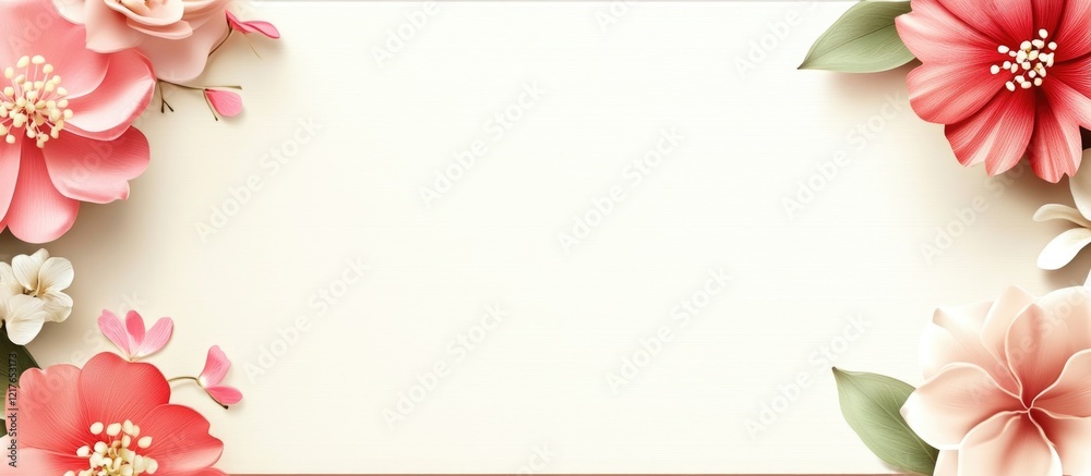 Poster floral blank canvas greeting card template with empty copyspace for text and decorative blossom acce