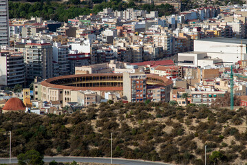 aerial view of Alicante, Spain at sunset 